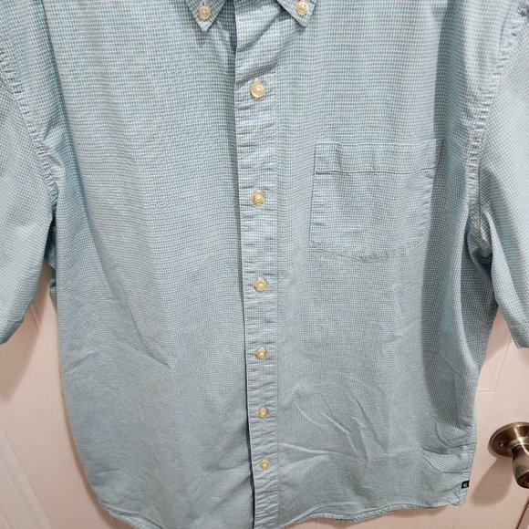 CHAPS Blue Plaid Stretch Poplin Short Sleeve Button Down Shirt Size Medium - Picture 6 of 11